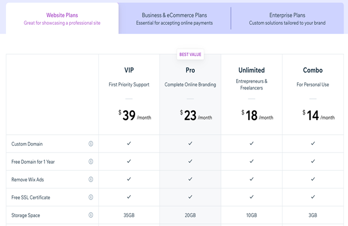 2 year wix pricing